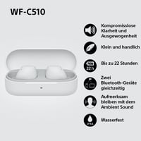 Sony WF-C510 Bluetooth Fülhallgató Multipoint Kapcsolat, IPX4 Vízálló, 22 Óra Akkumulátor - White, WF-C510 3