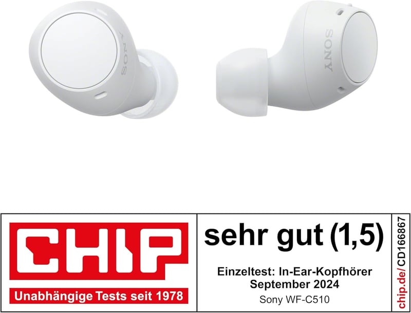 Sony WF-C510 Bluetooth Fülhallgató Multipoint Kapcsolat, IPX4 Vízálló, 22 Óra Akkumulátor - White, WF-C510