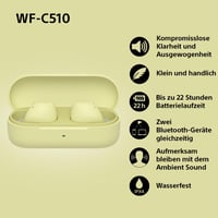 Sony WF-C510 True Wireless Bluetooth slušalice s kutijom za punjenje, žute, Multipoint, IPX4 — USB kabel nedostaje (stanje: vidi 2. sliku) 5