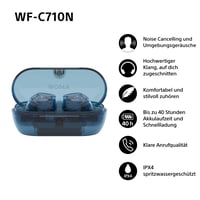 Sony WF-C710N potpuno bežične slušalice s tehnologijom uklanjanja buke, plave, upravljanje dodirom, multipoint, IPX4, 40 sati baterije, brzo punjenje, iOS i 2