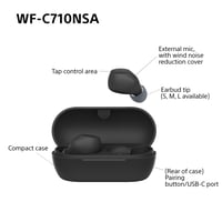 Sony WF-C710N True Wireless slušalice s uklanjanjem buke, crne, upravljanje dodirom, Multipoint — USB kabel nedostaje (stanje: vidi 2. sliku) 11