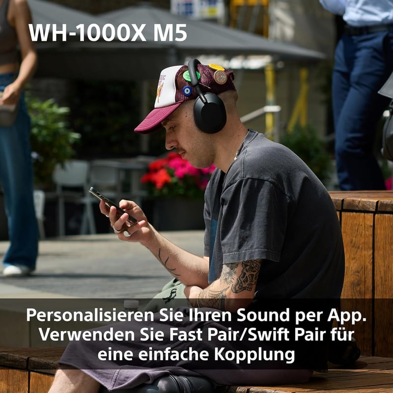 Sony WH-1000XM5 vezeték nélküli fejhallgató aktív zajszűréssel, 30 órás akkumulátor, fekete - Black hard case, With Hard case