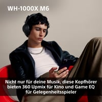 Bezdrôtové slúchadlá Sony WH-1000XM6 s potlačením hluku, Hi-Res zvuk, Bluetooth, skladací dizajn, magnetické puzdro, 30-hodinová výdrž batérie, iOS a 9