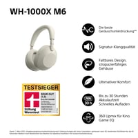 Bezdrôtové slúchadlá Sony WH-1000XM6 s potlačením hluku, Hi-Res zvuk, Bluetooth, skladací dizajn, magnetické puzdro, 30-hodinová výdrž batérie, iOS a 2