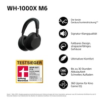 Bezdrôtové slúchadlá Sony WH-1000XM6 s potlačením hluku, Bluetooth, skladacie, 30-hodinová výdrž batérie – čierne 2