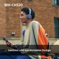 Bezdrôtové Bluetooth slúchadlá na uši Sony WH-CH520, výdrž batérie 50 hodín, rýchle nabíjanie, ekvalizér, čisté hovory, kompatibilné s iOS a Androidom 4
