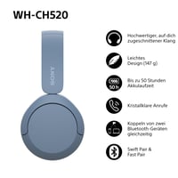 Bezdrôtové Bluetooth slúchadlá na uši Sony WH-CH520, výdrž batérie 50 hodín, rýchle nabíjanie, ekvalizér, čisté hovory, kompatibilné s iOS a Androidom 2
