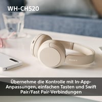 Bezdrôtové Bluetooth slúchadlá na uši Sony WH-CH520, výdrž batérie 50 hodín, rýchle nabíjanie, ekvalizér, čisté hovory, kompatibilné s iOS a Androidom 7