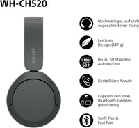 Sony WH-CH520 Bluetooth on-ear fejhallgató - fekete 3