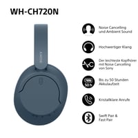 Bluetooth slúchadlá s potlačením hluku Sony WH-CH720N – modré 3
