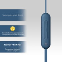 Sony WI-C100 Bluetooth fülhallgató, 25 órás akkumulátor, kék, mikrofon 5