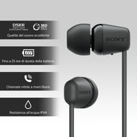 Bezdrôtové Bluetooth slúchadlá Sony WI-C100 so vstavaným mikrofónom, 25-hodinovou výdržou batérie, kompatibilné s hlasovým asistentom, čierne 4