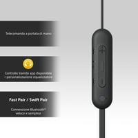 Bezdrôtové Bluetooth slúchadlá Sony WI-C100 so vstavaným mikrofónom, 25-hodinovou výdržou batérie, kompatibilné s hlasovým asistentom, čierne 5