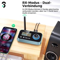 SOOMFON 3-in-1 Bluetooth 5.0 Adó Vevő 2 Fejhallgatóhoz, TV PC Sztereó Audio Adapter Alacsony Késleltetéssel, Hangerő Szabályozás 2