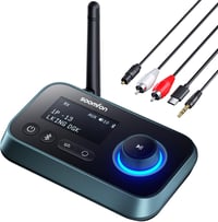 SOOMFON 3-in-1 Bluetooth 5.0 Adó Vevő 2 Fejhallgatóhoz, TV PC Sztereó Audio Adapter Alacsony Késleltetéssel, Hangerő Szabályozás 1