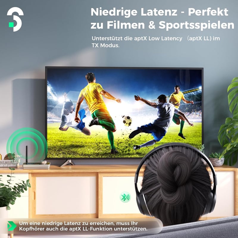 SOOMFON 3-in-1 Bluetooth 5.2 Adapter Kijelzővel, 2 Fülhallgatóhoz, aptX HD, Alacsony Késleltetés