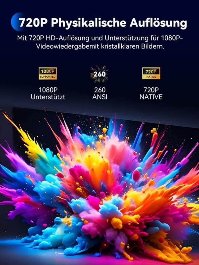 SOOMFON 4K Mini Projektor WiFi Bluetooth Full HD 720P 260 ANSI Lumen Hordozható