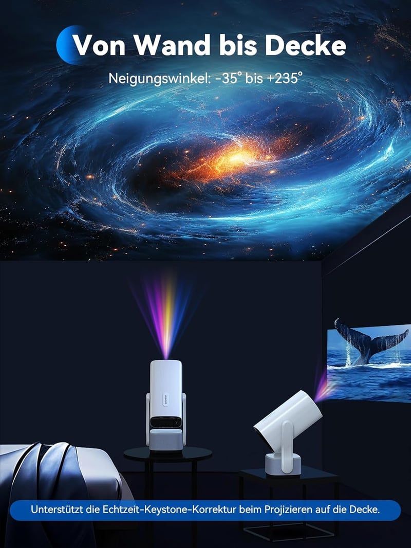 SOOMFON 4K Mini Projektor WiFi Bluetooth Full HD 720P 260 ANSI Lumen Hordozható