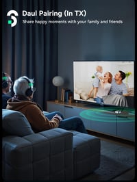 SOOMFON Bluetooth 5.3 odašiljač i prijemnik za TV, za 2 slušalice, zrakoplovni odašiljač-prijemnik, audio prijenos 3