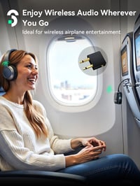 SOOMFON Bluetooth 5.3 odašiljač i prijemnik za TV, za 2 slušalice, zrakoplovni odašiljač-prijemnik, audio prijenos 2