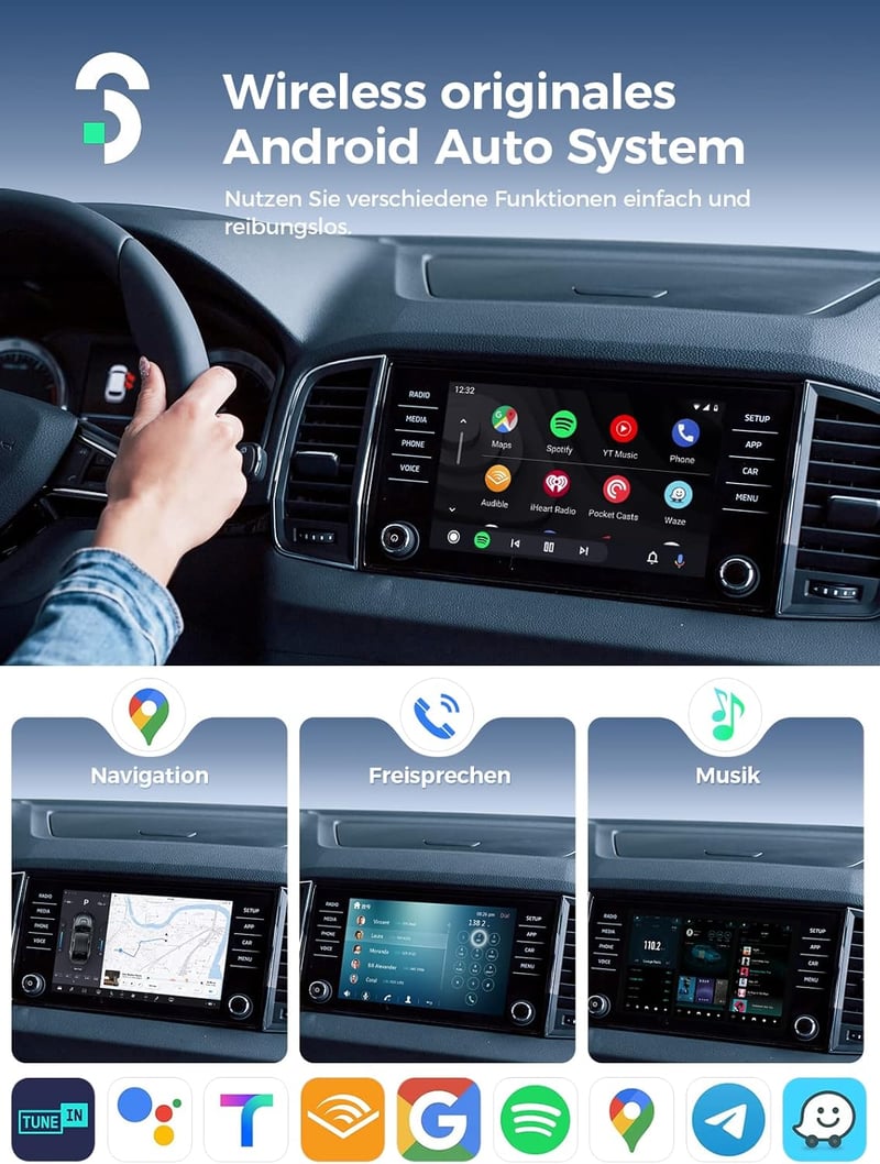 SOOMFON Android autós vezeték nélküli adapter 5.8 GHz, VW Audi Mercedes kompatibilis