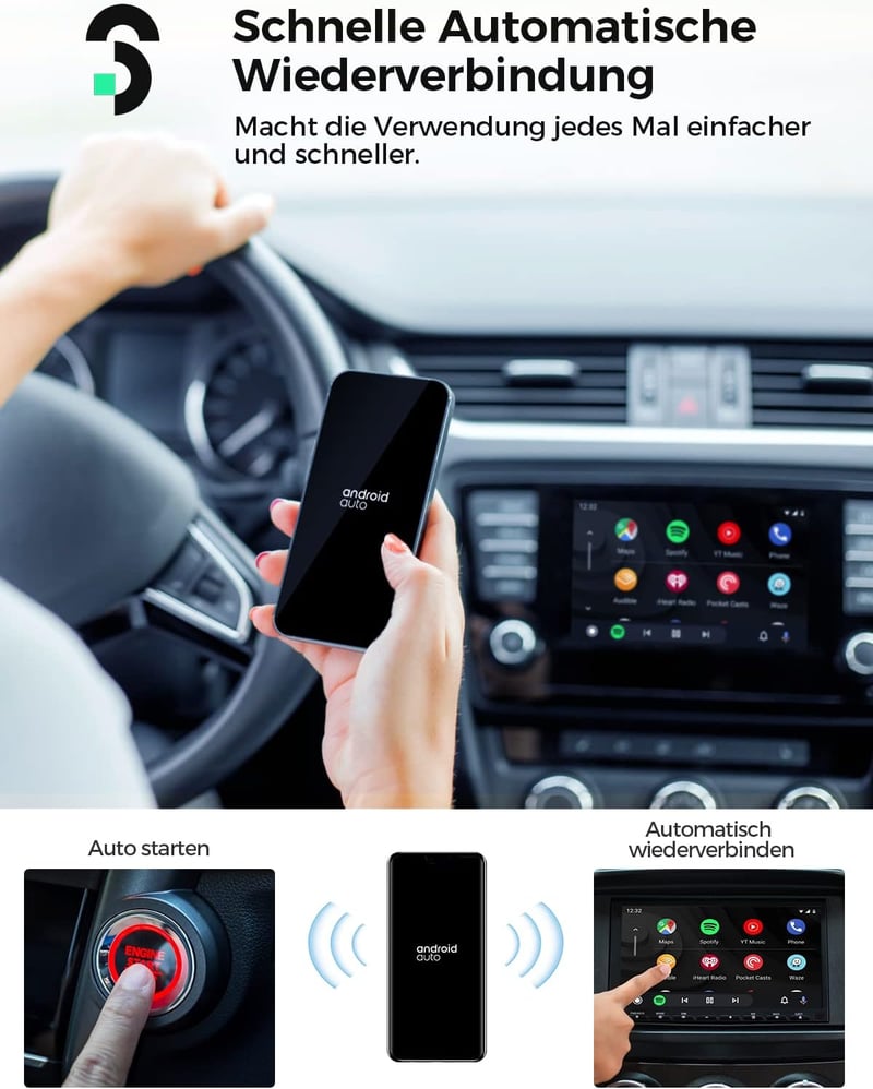 SOOMFON Android autós vezeték nélküli adapter 5.8 GHz, VW Audi Mercedes kompatibilis