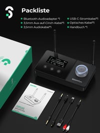 Bluetooth 5.3 vysielač a prijímač SOOMFON pre TV, bezdrôtový audio adaptér 3 v 1 s optickým a 3,5 mm AUX konektorom, dosah 30 m, duálne pripojenie 8