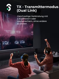 Bluetooth 5.3 vysielač a prijímač SOOMFON pre TV, bezdrôtový audio adaptér 3 v 1 s optickým a 3,5 mm AUX konektorom, dosah 30 m, duálne pripojenie 2