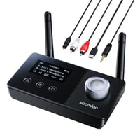 Bluetooth 5.3 vysielač a prijímač SOOMFON pre TV, bezdrôtový audio adaptér 3 v 1 s optickým a 3,5 mm AUX konektorom, dosah 30 m, duálne pripojenie 1