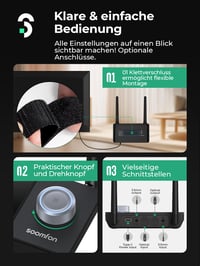 Bluetooth 5.3 vysielač a prijímač SOOMFON pre TV, bezdrôtový audio adaptér 3 v 1 s optickým a 3,5 mm AUX konektorom, dosah 30 m, duálne pripojenie 7