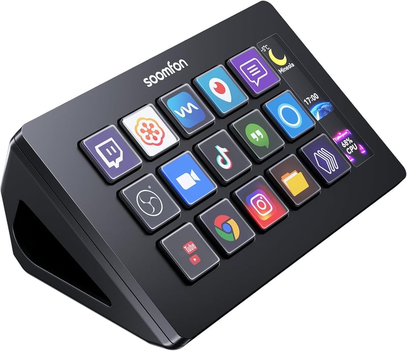 SOOMFON Control Deck V2024 Stream Controller 15 LCD Makró Gomb OBS Twitch YouTube