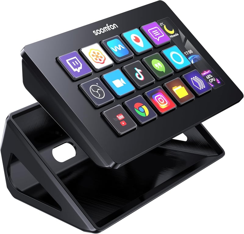 SOOMFON Stream Controller 15 LCD Makró Gomb OBS Twitch Streamlabs Discord