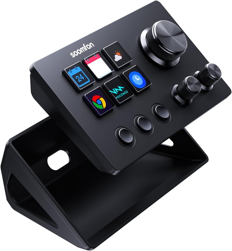 SOOMFON Stream Controller Deck SE fekete, 6 LCD makró gomb, OBS Twitch YouTube streaming