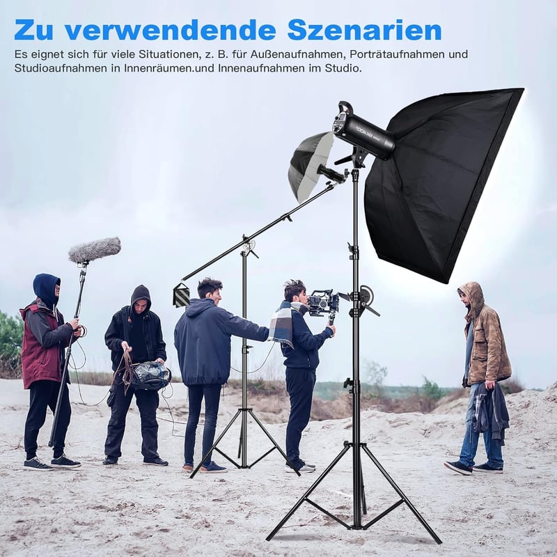 Soonpho 400 cm Profi Fényállvány Boom Karral Fotózáshoz és Videózáshoz - Állítható Stúdió Tripod TikTok VLOG Tartalomkészítéshez