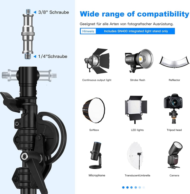 Soonpho 400 cm Profi Fényállvány Boom Karral Fotózáshoz és Videózáshoz - Állítható Stúdió Tripod TikTok VLOG Tartalomkészítéshez
