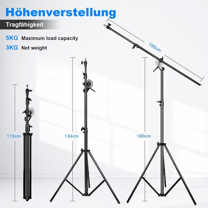 Soonpho 400 cm Profi Fényállvány Boom Karral Fotózáshoz és Videózáshoz - Állítható Stúdió Tripod TikTok VLOG Tartalomkészítéshez