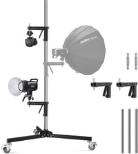 soonpho Acél Tripod Görgőkkel és Csúszó Karral, 10 kg Terhelhetőség, Stúdió Állvány 1