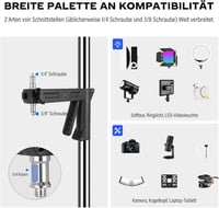 soonpho Acél Tripod Görgőkkel és Csúszó Karral, 10 kg Terhelhetőség, Stúdió Állvány 2