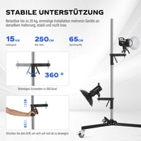 soonpho Acél Tripod Görgőkkel és Csúszó Karral, 10 kg Terhelhetőség, Stúdió Állvány 4