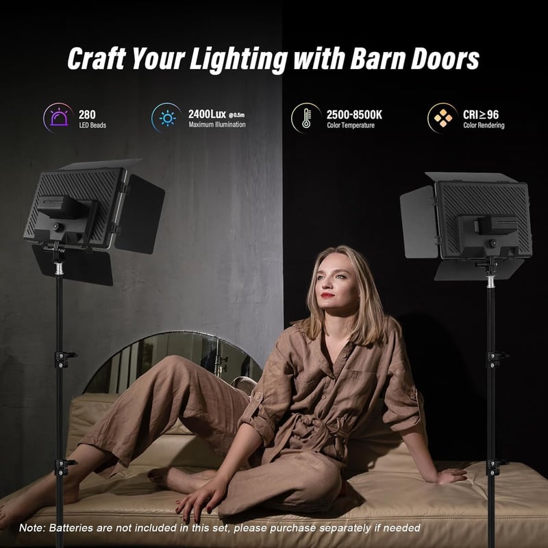 Soonpho Bi LED Videó Lámpa Szett (2db) - 2500-6500K Állítható Fényerő, 20W Fotó Stúdió Világítás Terelőlappal, Állvánnyal és Telefontartóval