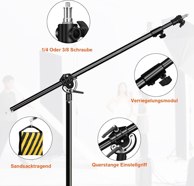 soonpho Boom Arm Pro 83-158 cm Teleszkópos Kiterjesztő Kar Súlyozó Táskával Fotóstúdió