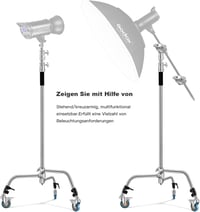 Soonpho C-állvány rozsdamentes acél 330 cm boom tripod reflektorhoz és stúdió világításhoz 9