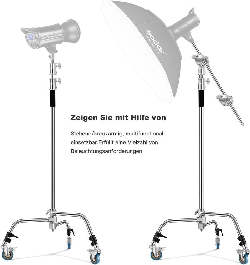 Soonpho C-állvány rozsdamentes acél 330 cm boom tripod reflektorhoz és stúdió világításhoz