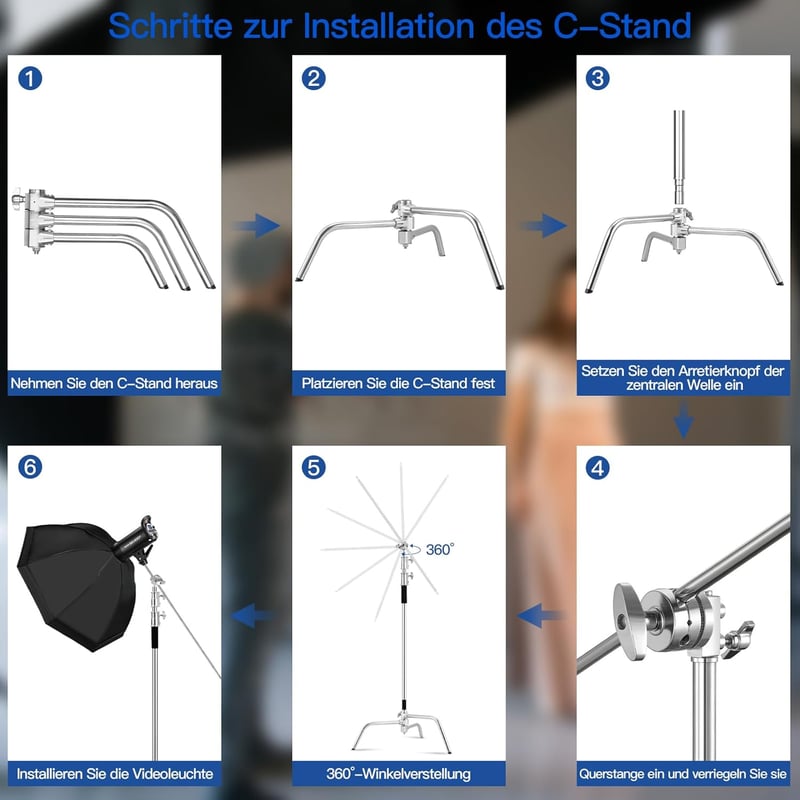 Soonpho C-állvány rozsdamentes acél 330 cm boom tripod reflektorhoz és stúdió világításhoz