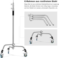 Soonpho C-állvány rozsdamentes acél 330 cm boom tripod reflektorhoz és stúdió világításhoz 8