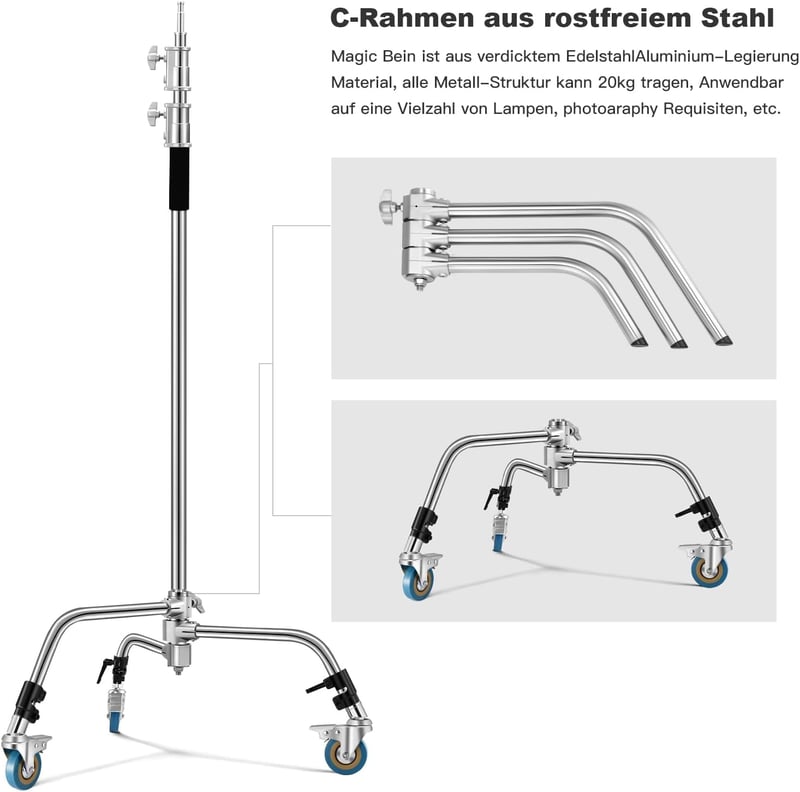 Soonpho C-állvány rozsdamentes acél 330 cm boom tripod reflektorhoz és stúdió világításhoz