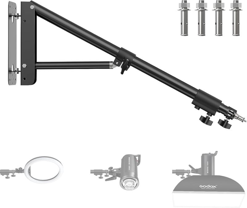 Soonpho Falra Szerelhető Boom Kar Fotóstúdióhoz - 135 cm Hosszú, 180° Forgatható, Háromszög Alappal, Stúdió Lámpákhoz, Softboxhoz, Reflektor