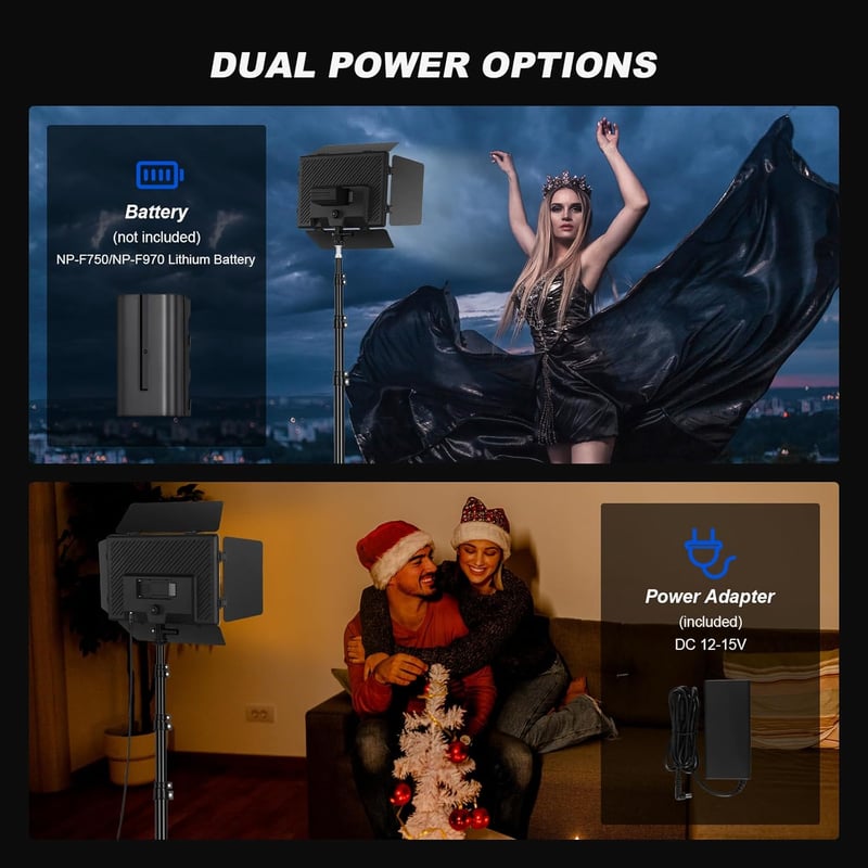 Soonpho LED Videó Világítás Szett - 2db 20W Állítható Fénypanel 2800-6500K, 1,6m Állvánnyal és Telefontartóval, YouTube Videózáshoz, Stúdióf