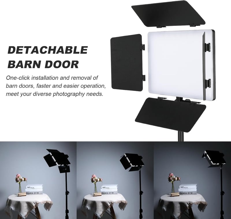 Soonpho LED Videó Világítás Szett - 2db 20W Állítható Fénypanel 2800-6500K, 1,6m Állvánnyal és Telefontartóval, YouTube Videózáshoz, Stúdióf