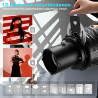Soonpho Optikai Kúpos Snoot Bowens Adapterrel - Alumínium GOBO Projektor Fotósoknak 5 Színszűrővel és 10 Mintával LED Stúdió Vakukhoz 7